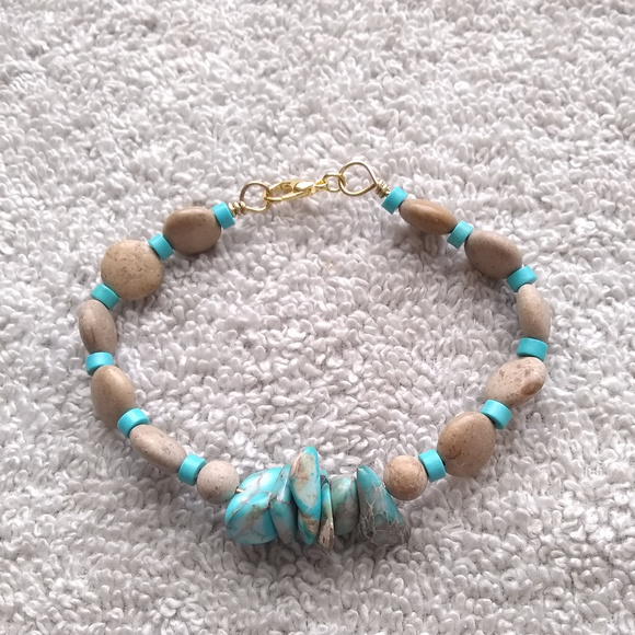 NatureLoversJewelry Jewelry - Blue & Tan Sea Sediment Jasper Bracelet